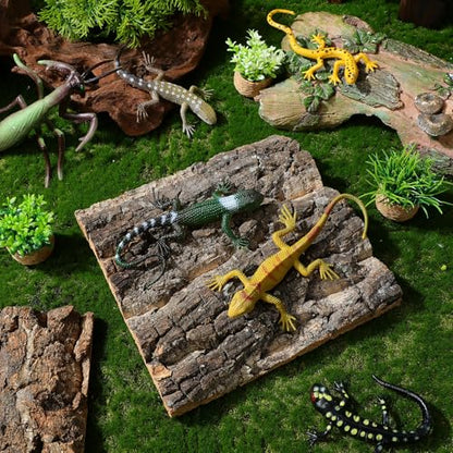 Totority Cork Bark Background, Natural Terrarium Backdrop,4Pcs | 3D Tree Bark Wall Decor for Bearded Dragon, Gecko, Lizard, Frog Enclosure & Aquarium, Easy-Place Habitat