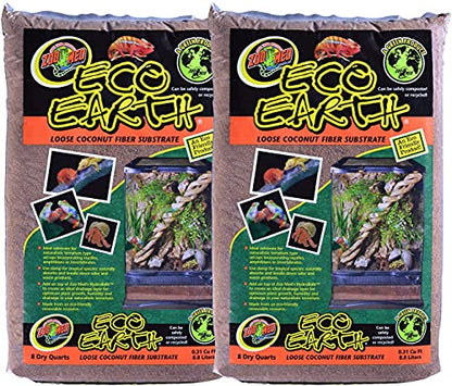 's Bundle 2 Pack Zoomed Eco Earth Loose Coconut Fiber Reptile Substrate 8 quarts | by Zoomed & Includes Attached Pro-Tip Guide