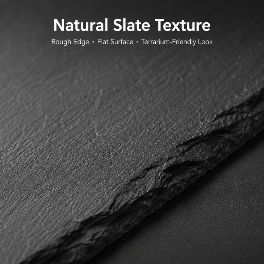 Extra Large Natural Slate Reptile Basking Platform, 15.7 x 7.9 in Rock Feeding Plate for Tortoise, Turtle & Bearded Dragon, Textured Food Dish for Natural Claw Filing, Reptile Habitat Decor