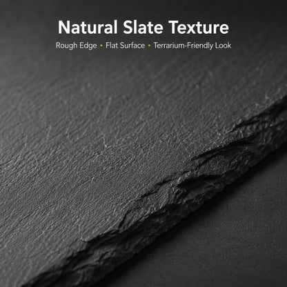 Extra Large Natural Slate Reptile Basking Platform, 15.7 x 7.9 in Rock Feeding Plate for Tortoise, Turtle & Bearded Dragon, Textured Food Dish for Natural Claw Filing, Reptile Habitat Decor