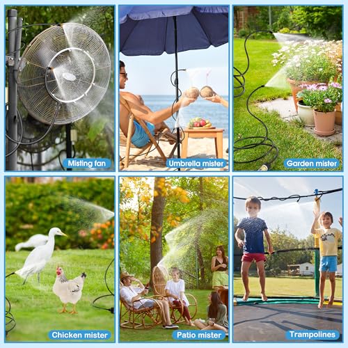 2 Pack Misters for Outside Patio, 60 Inch Flexible Hose Mister Cooling Stand Portable Water Misting for Cooling Outdoor, Mist System for Garden, Backyard, Bird Bath, Chicken Coop Water Mist (Black)