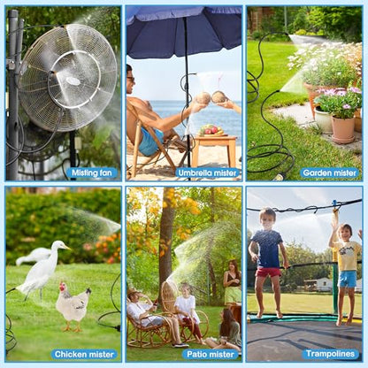 2 Pack Misters for Outside Patio, 60 Inch Flexible Hose Mister Cooling Stand Portable Water Misting for Cooling Outdoor, Mist System for Garden, Backyard, Bird Bath, Chicken Coop Water Mist (Black)