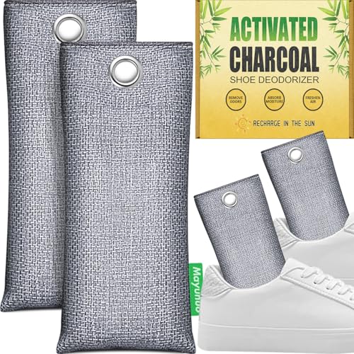 Activated Charcoal Odor Absorber Deodorizer Odor Eliminator for Strong Odor | Home, Basement, Closets, Shoes, Smoke, Car Air Freshener. 2 Pack Nature Bamboo Charcoal Air Purifying Bags - style: 2 Pack Shoe Deodorizer