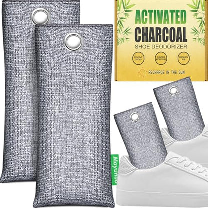 Activated Charcoal Odor Absorber Deodorizer Odor Eliminator for Strong Odor | Home, Basement, Closets, Shoes, Smoke, Car Air Freshener. 2 Pack Nature Bamboo Charcoal Air Purifying Bags - style: 2 Pack Shoe Deodorizer
