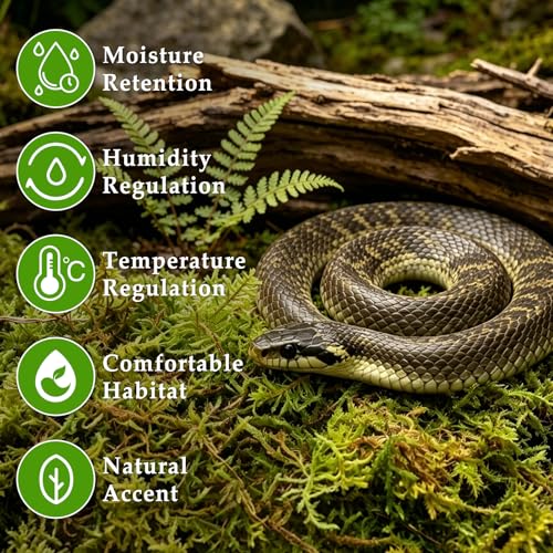 Halatool 2.2 LB Sphagnum Moss for Reptiles - Green Terrarium Moss | Expands to 50 QT, Reptile Bedding for Snakes, Tortoises, Geckos & Lizards, Humidity Retention & Temperature Buffering - size: 2.2LB