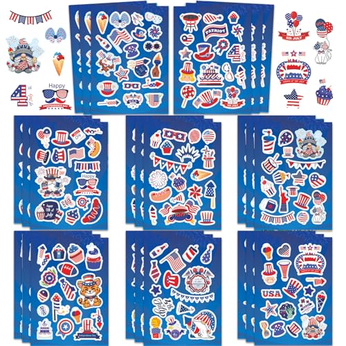 405Pcs 4th of July Stickers, Red White Blue Independence Day Stickers Patriotic Sticker for Scrapbooks Envelopes Cards 4th of July Party Favors - style: 4th of July