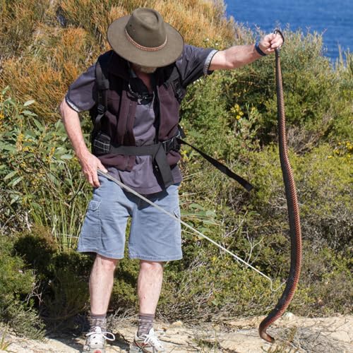 Totority Retractable Stainless Steel Snake Hook and Grabber, Telescopic Reptile Catching Pole with Handle for Safe Snake Handling and Reptile Supply Use