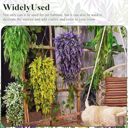 8 Pack Reptile Plants Terrarium Hanging Plant Vine Boston Climbing Terrarium Plant with Suction Cup for Bearded Dragons Lizard Crested Gecko Snake Crab Tank(Bright Series,5 Colors) - style: Bright Series