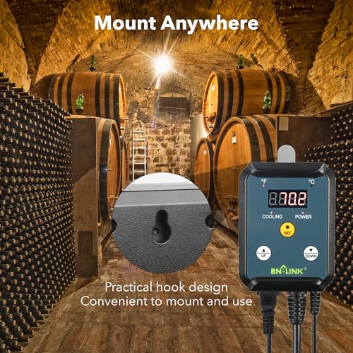BN-LINK Digital Cooling Thermostat Temperature Controller Plug Outlet | Thermal Switch For Attic Fan, Exhaust Ventilation Fan, Cooling Devices, Greenhouse, Garage, Brewing,40-108°F 8.3A 1000W, ETL