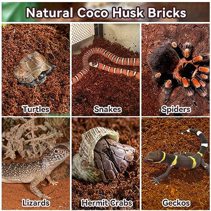 2 Pack Coconut Fiber Substrate, Natural Coco Coir Reptile Bedding | Reptile Substrate for Tortoises, Snakes, Hermit Crabs, Bearded Dragon and Turtles, Bioactive Terrarium Soil & Plant Substrate - color: 2 Pack