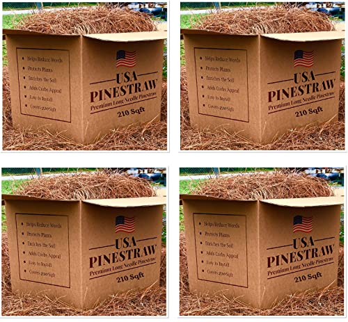 USA Pine Straw - Premium Pine Needle Mulch (Pine Needle Mulch - 210 Sqft 4 Set) - size: Pine Needle Mulch - 210 Sqft 4 set