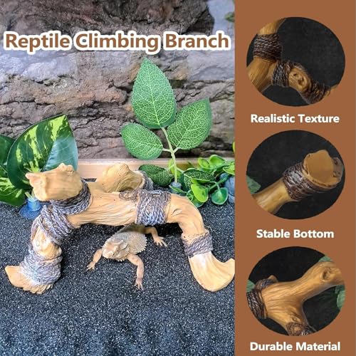 Tfwadmx Snake Climbing Branch,Resin Reptile Enclosure Decor | Ball Python Wood Branches, Gecko Tank Accessories for Lizards,Bearded Dragon Tarantulas, Hermit Crab, Frogs - size: 7.3x6.1x4.7IN | Rack Branch