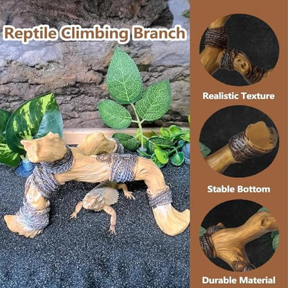 Tfwadmx Snake Climbing Branch,Resin Reptile Enclosure Decor | Ball Python Wood Branches, Gecko Tank Accessories for Lizards,Bearded Dragon Tarantulas, Hermit Crab, Frogs - size: 7.3x6.1x4.7IN | Rack Branch