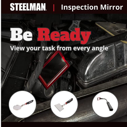 Steelman 21-Inch Telescoping Auto Inspection Mirror, Articulating 1 x 2-Inch Rounded Rectangular Mirror, Pocket Clip, Plated Brass - size: 21 inches