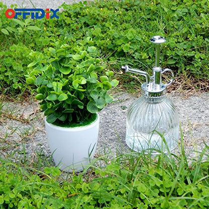 Plant Spray Bottle Glass Mister Transparent Spritzer ﻿ ﻿ ﻿ | Bronze Plastic Silver Color Top Pump small size 6.5" Tall 3" Diameter with 200ml - color: A-Clear