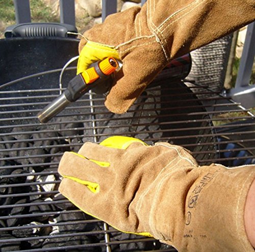 Hand Max Versatile Multi Purpose 14inch Cow Gauntlet Leather Kevlar Heat Resistant Gloves