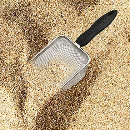 Reptile Sand Scooper,Stainless Steel Fine Mesh Reptile Substrate Scoop Terrarium Substrate Litter Cleaner Reptile Sand Shovel for Sand Bedding