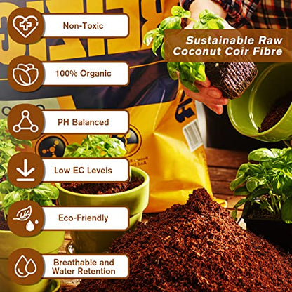 10Pack Organic Coco Coir Brick for Plants, Natural Coconut Coir Soil | Moisture Retention, Coconut Fiber Substrate for Seed Starting, Soil Amendment, Potting Mix, Gardening, Composting & Reptile - size: 10 Pack