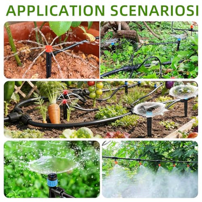 Drip Irrigation System with Quick-Connect, 248FT Complete Kit | Automatic watering with leak-free push-fit connectors, adjustable drip emitters for gardens, raised beds, greenhouses & lawns - size: 34FT 1/2''Main tube+214FT 1/4'' tube