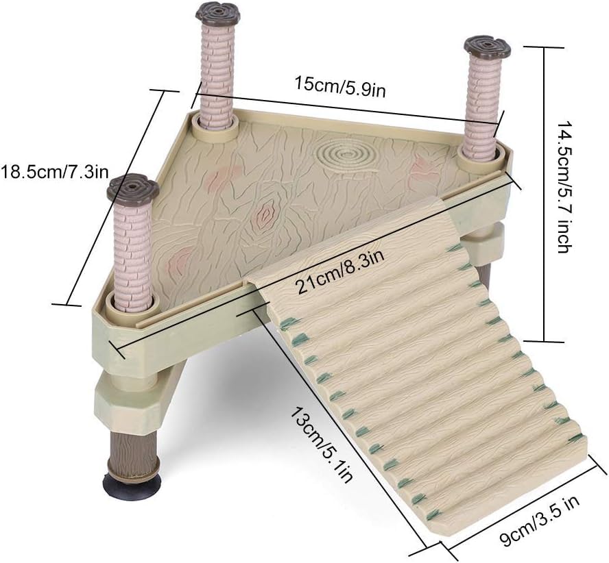 VOVOV Decorative Turtle Pier Floating Basking Platform with Ramp Ladder