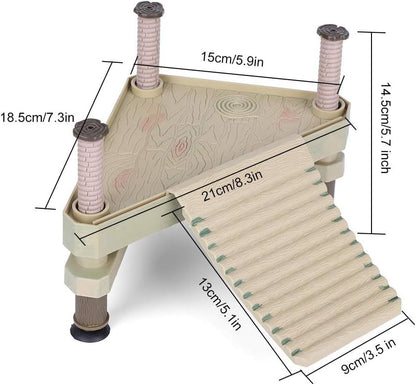 VOVOV Decorative Turtle Pier Floating Basking Platform with Ramp Ladder