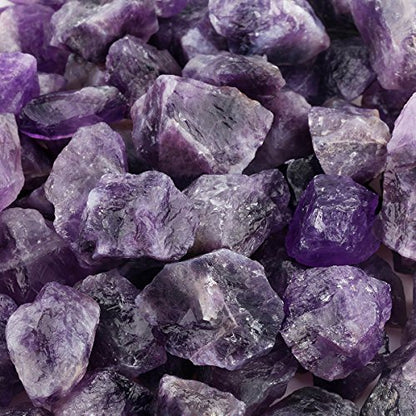 SUNYIK 1LB Natural Raw Amethyst Stones Rock for Tumbling Cabbing | Irregular Healing Crystal Rock Stones for Aquarium, Terrarium Fish Tank, Fountain Rocks, Jewelry Making, Rock Collections - color: Amethyst(1"-2.5")