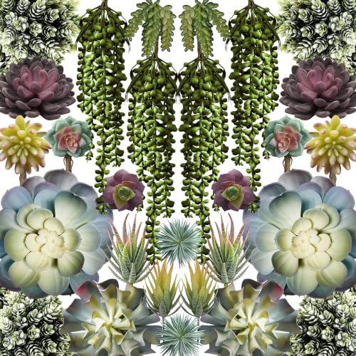 caqpo Premium Fake Succulents: Artificial Succulent Plants Decor - 30 Pack - size: 30Pack