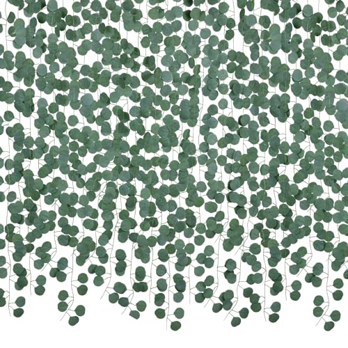 86 Feet 12 Strands Artificial Eucalyptus Leaf Plants Vine Hanging Eucalyptus Garland for Home Kitchen Office Wedding Wall Decor - size: 12pcs Eucalyptus Vine