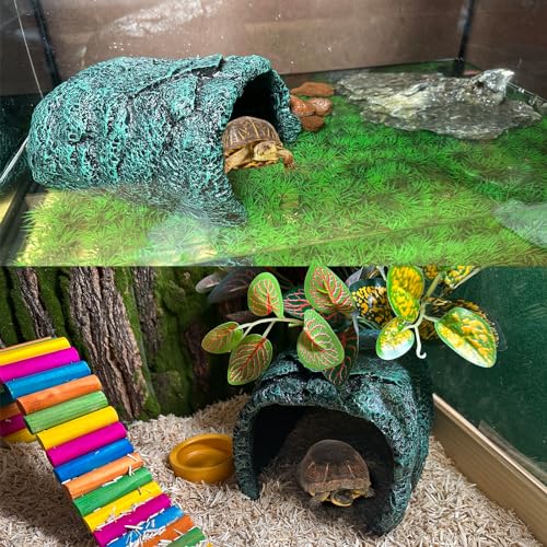 Reptile Rock Hide Cave Large Terrarium Habitat Decor Rock Turtle Hide Tortoise Aquarium Hideout for Lizards Snake Amphibians Fish - style: STYLE-B