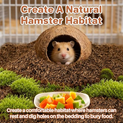 Sukh Coco Coir Hamster Bedding - Coconut Fiber Substrate for Burrowing Pets | Small Animal Litter with Odor Control for Syrian Dwarf Hamsters, Gerbils, Degus, Reptiles and Cage Habitat Enrichment