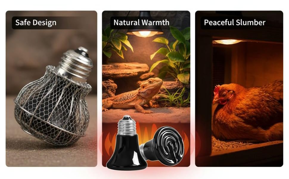 2 Pcs Mini Ceramic Heat Emitter, 75W Reptile Heat Lamp, Infrared Brooder Coop Heater, No Light Emitted, E26 Socket, Safe Heating Bulb for Pet, Chicken, Lizard, Turtle