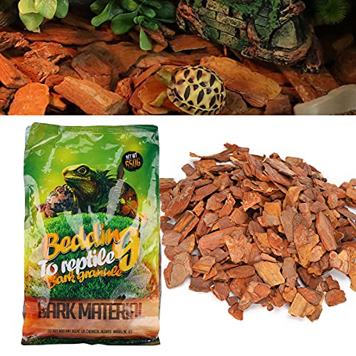 flexman 1Bag Reptile Bark Chips, 650g Forest Terrain Bark Fine Chips Bedding Brick for Lizards Tortoises Snakes Geckos Frogs (Brown) - size: small particles