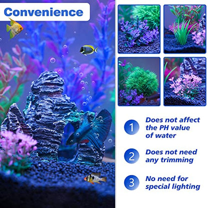 Ameliade Aquarium Artificial Plants & Rock Cave Betta Fish Tank Decor Set | Betta Goldfish Aquarium Accessories, Soft Plastic Plants & Rock Cave Decorations, Small and Large Fish Bowl Ornaments