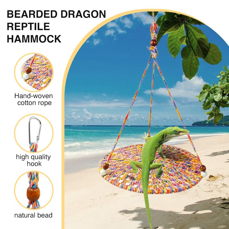 Reptile Hammock, Reptile Hammock Swing Hanging Bed for Bearded Dragon Lizard Snake Gecko Chameleon Parrot Hamster Small Pets （9.8"*17.7" Multicolor） - color: Multicolor