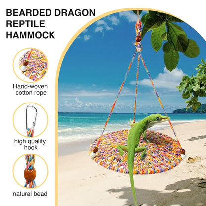 Reptile Hammock, Reptile Hammock Swing Hanging Bed for Bearded Dragon Lizard Snake Gecko Chameleon Parrot Hamster Small Pets （9.8"*17.7" Multicolor） - color: Multicolor