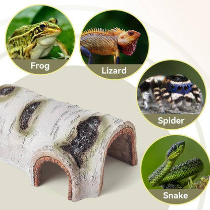 Natural Reptile Hide Basking Platform, Birch Tree Bark Trunk Habitats Decor | Reptile Hides and Caves, Aquarium Decoration Wood for Lizard Geckos Snake Spiders Frogs Turtle Shrimp Betta