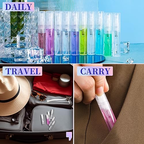 Fandamei 3ml Mini Spray Bottle, 10 Pack 3ml Mini Clear Plastic Spray Bottle Empty, Fine Mist Refillable Mini Perfume Bottle, Perfume Atomizer, Small Empty Sample Containers for Travel Portable - size: 3ml
