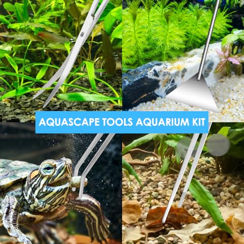 Gutsdoor Aquascape Tools Aquarium Kit, 4PCS Long Aquascaping Tools Stainless Steel Aquatic Plants Set for Fish Tank, Aquarium Plant Trimming
