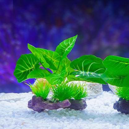 2PCS Reptile Artificial Plants, Terrarium Plants Decorations Supplies, Amphibian Habitat Hideout Tank Accessories(Green+ Yellow)