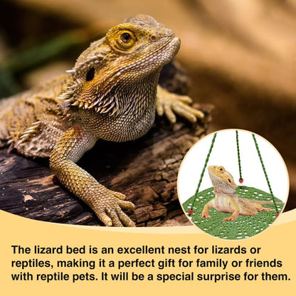 Reptile Hammock, Reptile Hammock Swing Hanging Bed for Bearded Dragon Lizard Snake Gecko Chameleon Parrot Hamster Small Pets （9.8"*17.7" Green） - color: Green