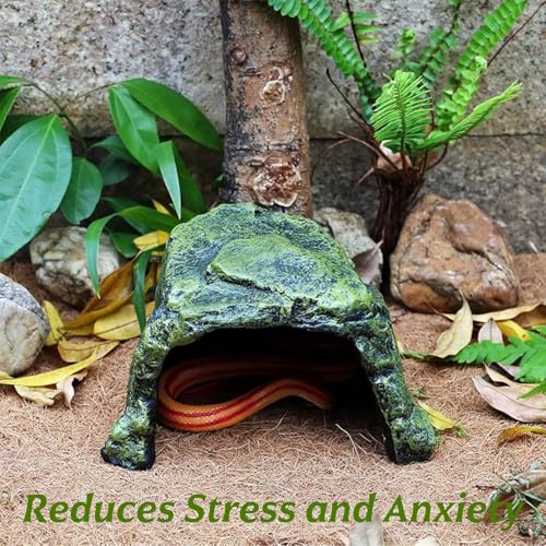 Reptile Hides and Caves, Tortoise Hide House Habitat | Reptile Tank Accessories, Resin Bearded Dragon Hideout Turtle House for Bearded Dragon Gecko Snakes Chameleon Frogs Fish
