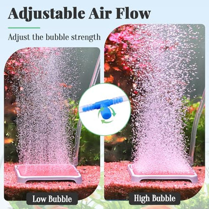 hygger Aquarium Air Stone, 1.65 Inch Nano Air Stone Make Super Tiny Bubble, Ultra Quiet Dissolved Oxygen Diffuser Small Airstone with Stainless Steel Base for Aquarium, Fish Tank & Hydroponic, Square - size: 1.65 Inch