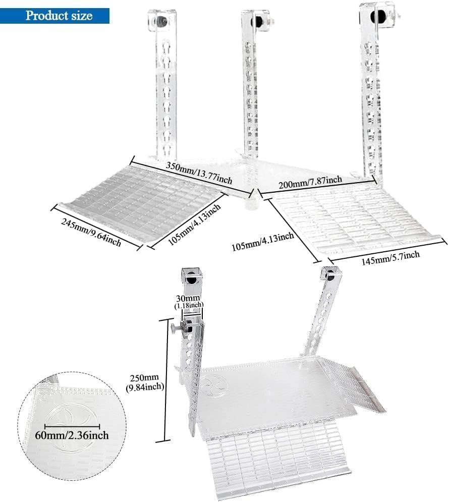 AnRui Acrylic Turtle Hanging Basking Platform 17.9" x 12" for 20-30 Gallon Fish Tank, Easy to Observe