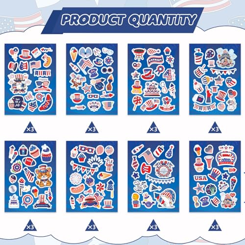 405Pcs 4th of July Stickers, Red White Blue Independence Day Stickers Patriotic Sticker for Scrapbooks Envelopes Cards 4th of July Party Favors - style: 4th of July