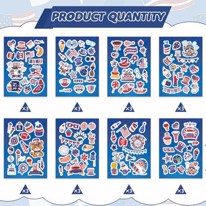 405Pcs 4th of July Stickers, Red White Blue Independence Day Stickers Patriotic Sticker for Scrapbooks Envelopes Cards 4th of July Party Favors - style: 4th of July