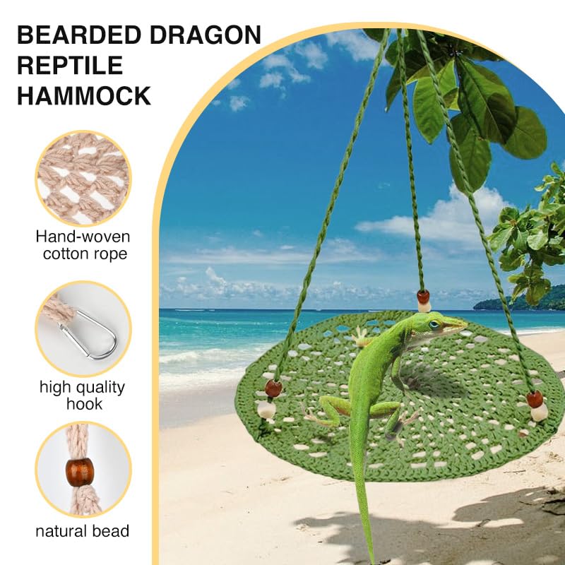 Reptile Hammock, Reptile Hammock Swing Hanging Bed for Bearded Dragon Lizard Snake Gecko Chameleon Parrot Hamster Small Pets （9.8"*17.7" Green） - color: Green
