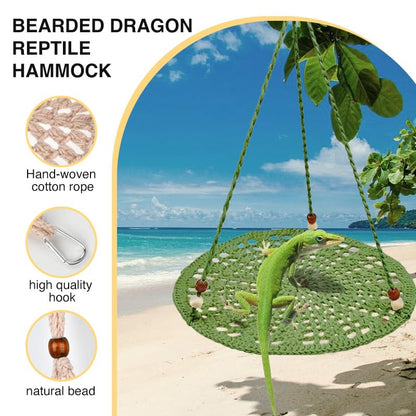 Reptile Hammock, Reptile Hammock Swing Hanging Bed for Bearded Dragon Lizard Snake Gecko Chameleon Parrot Hamster Small Pets （9.8"*17.7" Green） - color: Green