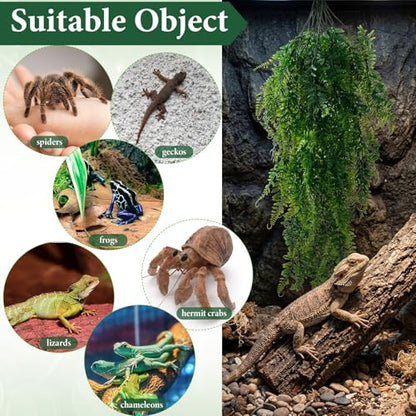12 Pcs Reptile Plants Terrarium Hanging Plant Vines Artificial Leaves with Suction Cups Climbing Foliage for Bearded Dragon Lizard Gecko Snake Tank Accessories Decor(Petite Leaf Series) - style: Petite Leaf Series