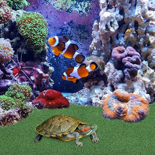 FAVOMOTO Fake Turf for Aquarium Turtle Basking Platform Turf Artificial Grass for Turtle Tank Fish Tank Simulation Climbing Platform Mat 19.68 X 9.84 X 0.19 in