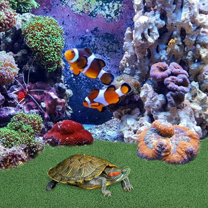 FAVOMOTO Fake Turf for Aquarium Turtle Basking Platform Turf Artificial Grass for Turtle Tank Fish Tank Simulation Climbing Platform Mat 19.68 X 9.84 X 0.19 in